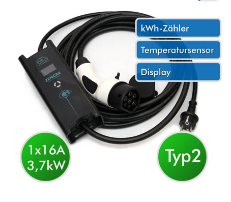 Zencar flexible free T2 16A-Schutzkontakt - G-Electric - Ihr  Elektromobilitäts Partner